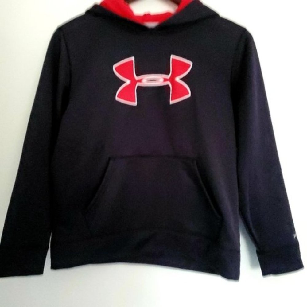 Under Armour H Storm Youth Boys Large Black & Red Pullover Streetwear Hoodie